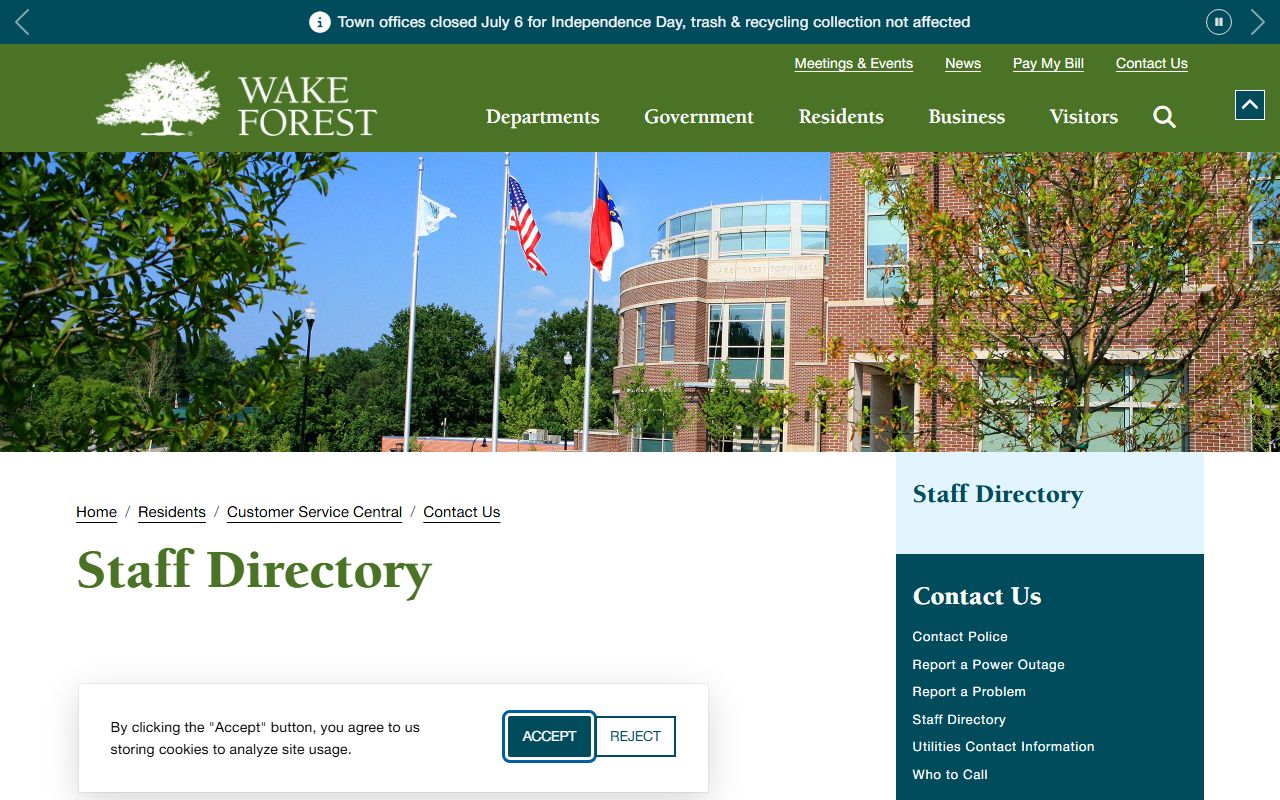 Wake County phone directory Wake Forest staff directory